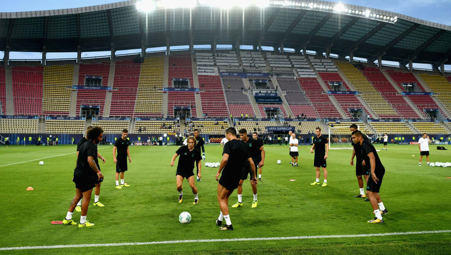 SKOPJE, MACEDONIA - AUGUST 07:  A General view inside the stadium as the Real Madrid team train during a training session ahead of the UEFA Super Cup final between Real Madrid and Manchester United on August 7, 2017 in Skopje, Macedonia.  (Photo by Dan Mullan/Getty Images)