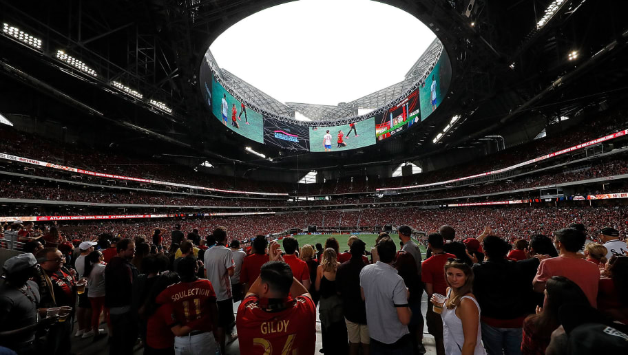 ATLANTA, GA - OCTOBER 22:  Fans watch the match between the Atlanta United and the Toronto FC at Mercedes-Benz Stadium on October 22, 2017 in Atlanta, Georgia.  (Photo by Kevin C. Cox/Getty Images)