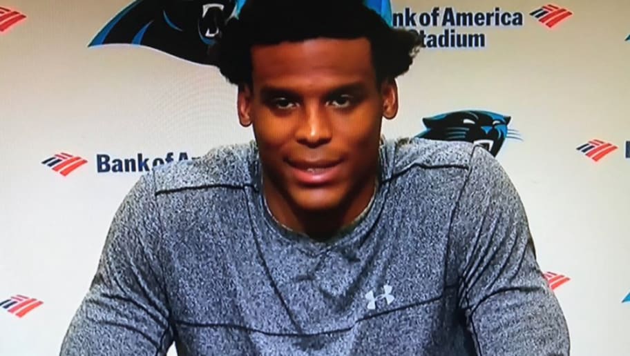 Cam Newton Cut Off the Brim of His Hat for a Presser and No One Knows Why | 12up