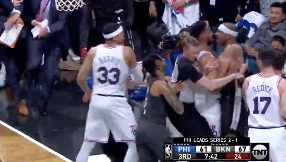 Video Jimmy Butler And Jared Dudley Ejected In Fierce Scuffle During 76ers Nets Game 4 12up