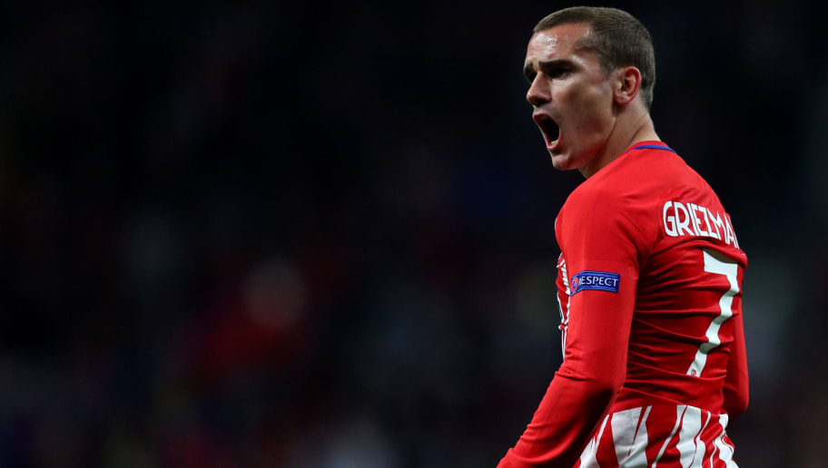 MADRID, SPAIN - MAY 03: Antoine Griezmann of Atletico Madrid during the UEFA Europa League Semi Final second leg match between Atletico Madrid  and Arsenal FC at Estadio Wanda Metropolitano on May 3, 2018 in Madrid, Spain. (Photo by Catherine Ivill/Getty Images) 