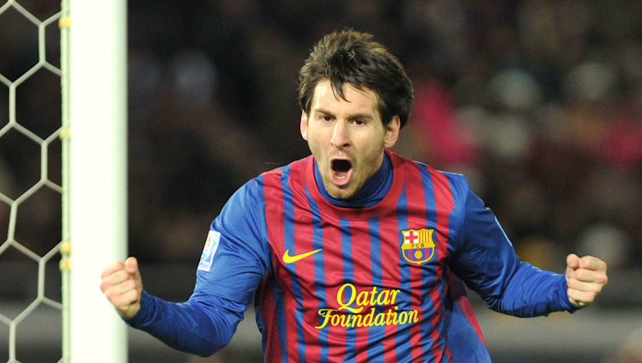 Barcelona striker Lionel Messi celebrate