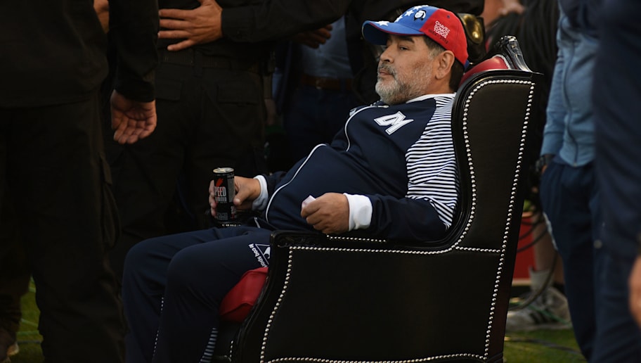 Diego Maradona Coaches Team To Victory From Pitch Side Throne Because Maradona 90min