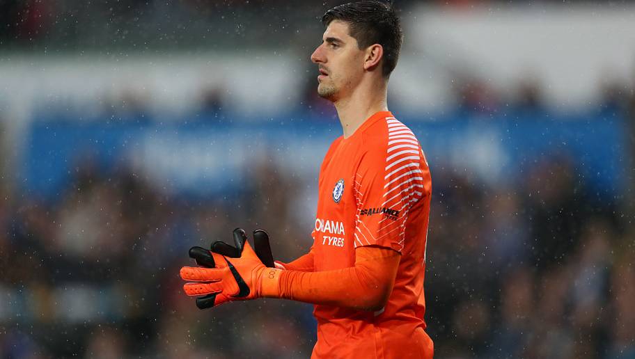 SWANSEA, WALES - APRIL 28: Chelsea goalkeeper Thibaut Courtois during the Premier League match between Swansea City and Chelsea at Liberty Stadium on April 28, 2018 in Swansea, Wales. (Photo by Catherine Ivill/Getty Images)