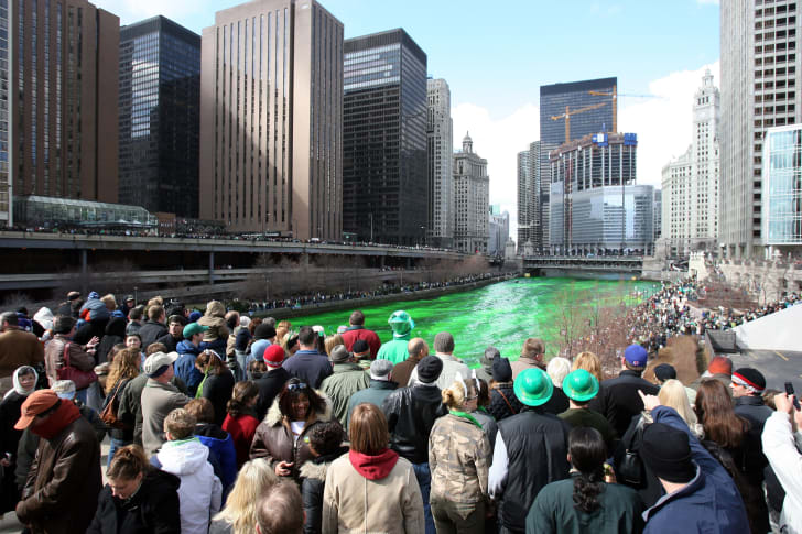 Green Chicago River on St. Patrick's Day