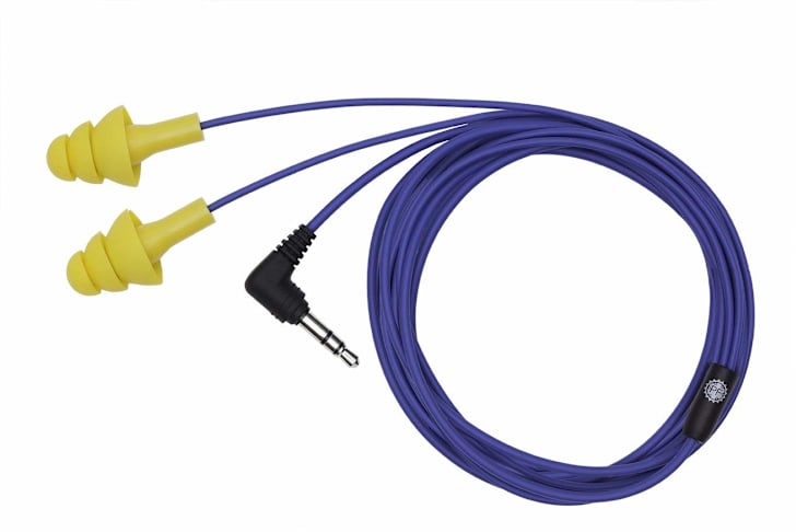 Ear buds that look like ear plugs.