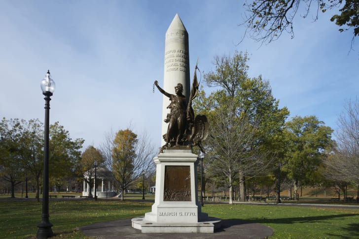 Boston Massacre monument in Boston Common.