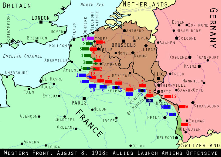Maps of World War I positions in August 1918 Maps of World War I positions in August 1918