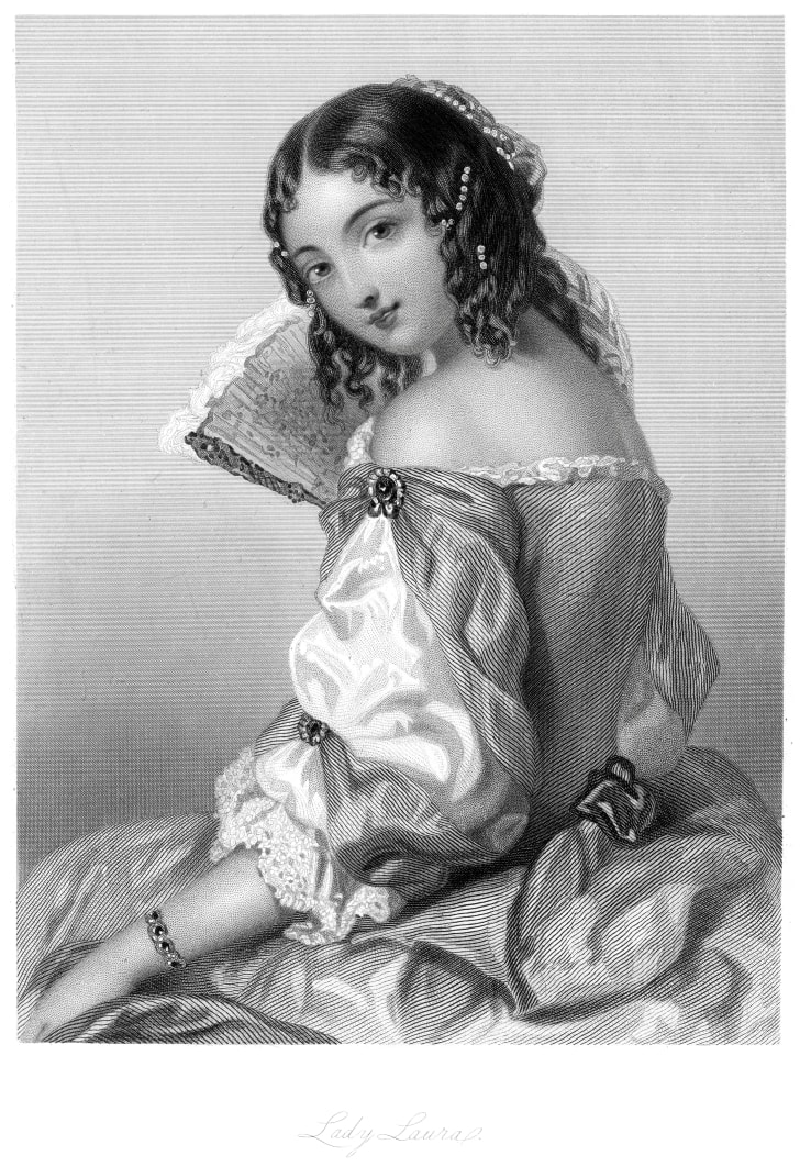 A young Victorian woman with a fan