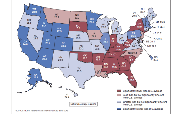 Map of how much people exercise.