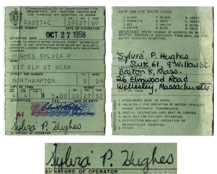 Plath's driver's license