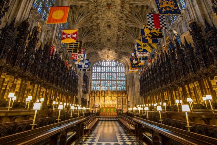 A general view shows the choir in St George's Chapel at Windsor Castle