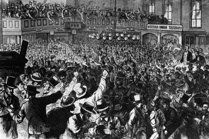 Panic on 'Black Friday' no New York Gold Room, 1869.