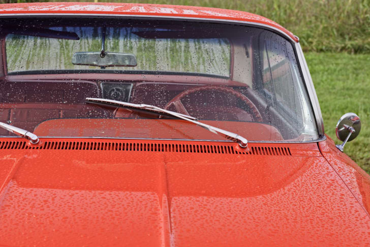 windshield wipers on red car