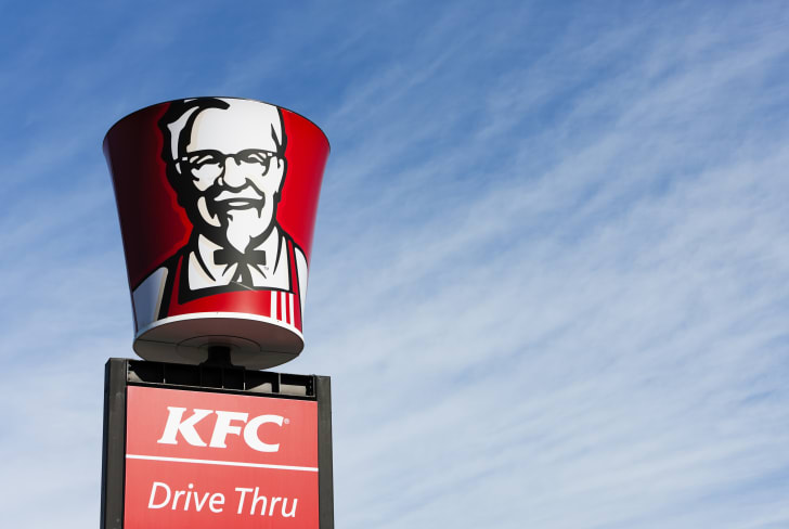 A large Kentucky Fried Chicken sign