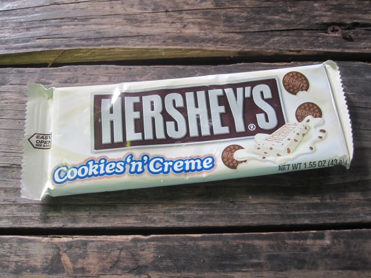 Hershey's Cookies 'n' Creme candy bar.