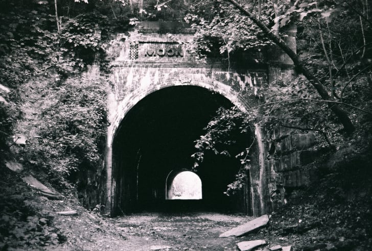 The spooky Moonville Tunnel in Ohio.