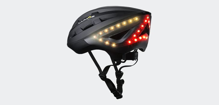 Bike helmet with built-in safety lights.