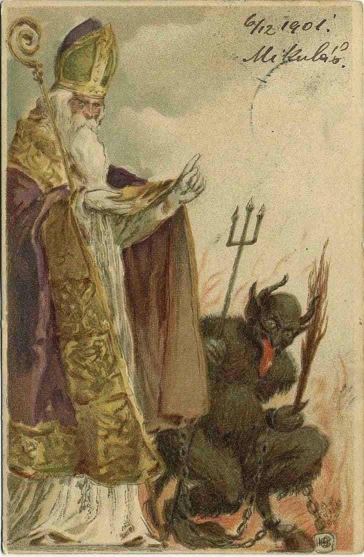 17 Devilishly Awesome Vintage Krampus Cards Mental Floss While saint nicholas would give the nice children presents, the krampus would. 17 devilishly awesome vintage krampus