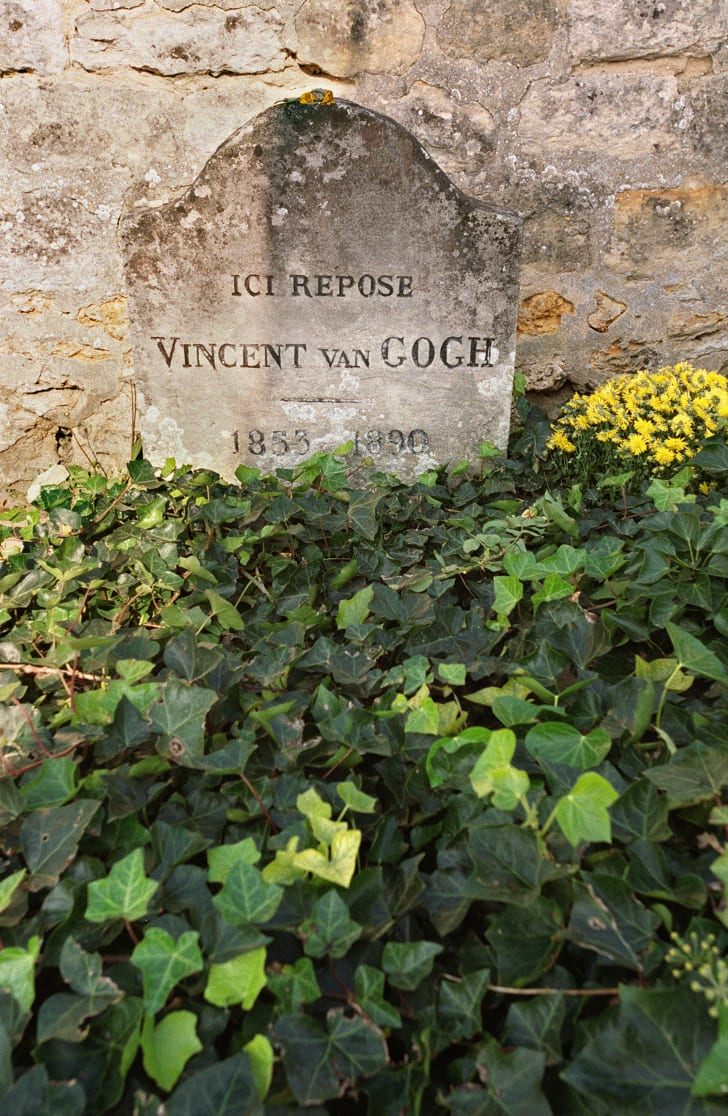 Vincent Van Gogh's gravestone in Auvers-sur-Oise, a small village north of Paris
