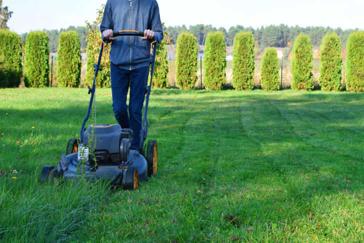Someone mowing their lawn
