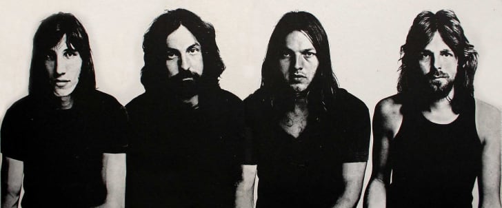 Roger Waters, Nick Mason, David Gilmour and Richard Wright. Trade ad and inside cover for Pink Floyd's album Meddle.