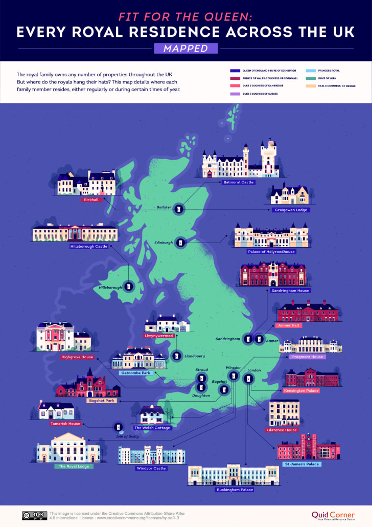 Map Of Every Uk Royal Family Residence Mental Floss