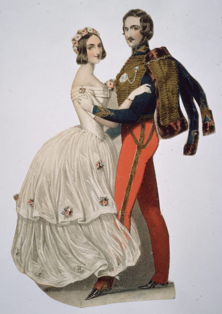 Queen Victoria (1819 - 1901) and Prince Albert take to the dance floor.