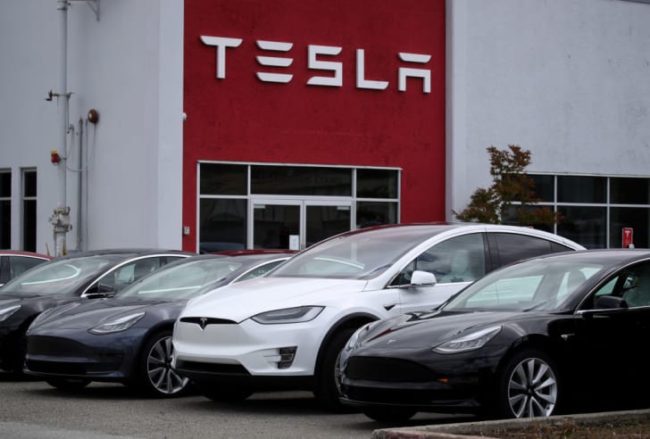 A Tesla showroom and service center in Burlingame, California