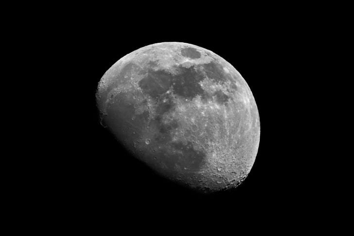 The moon in black and white.