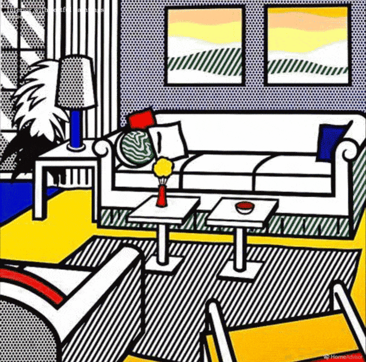 Real-life version of Roy Lichtenstein’s ‘Interior with restful paintings’