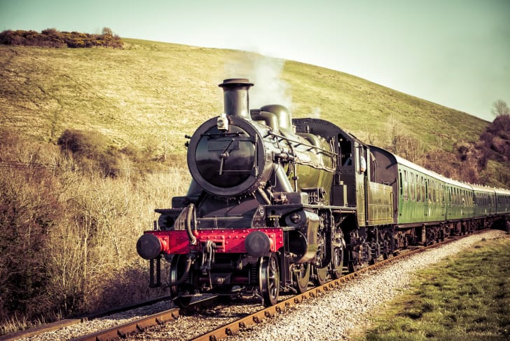 A train moving down the tracks.
