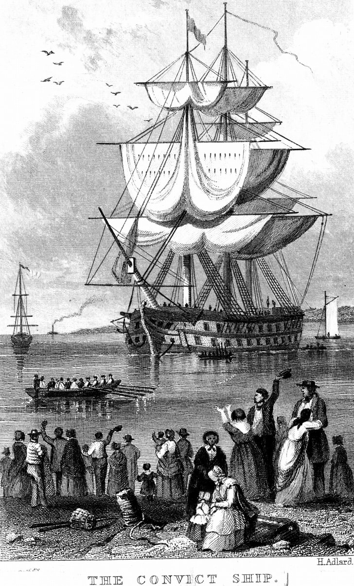 Drawing of a convict ship to Australia Drawing of a convict ship to Australia