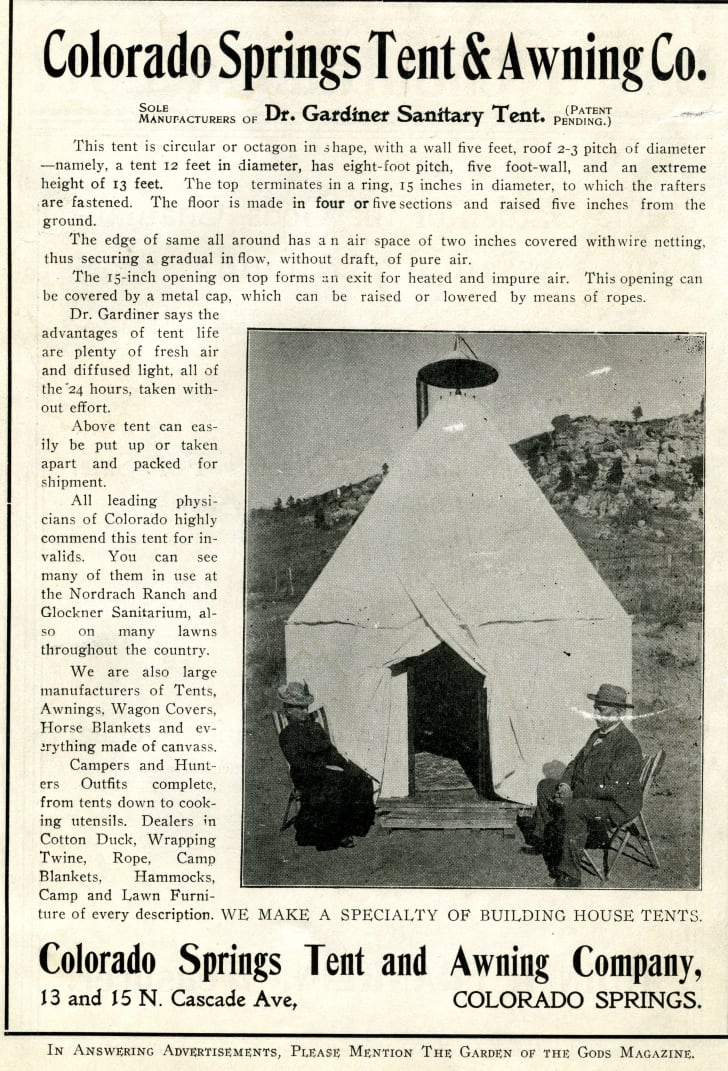 Advertisement for Gardiner Sanitary Tent