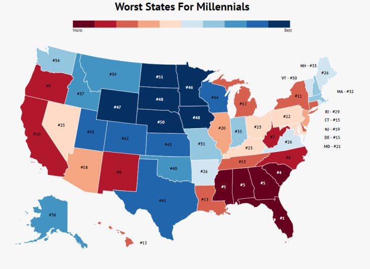 The Best and Worst States for Millennials to Live Mental Floss