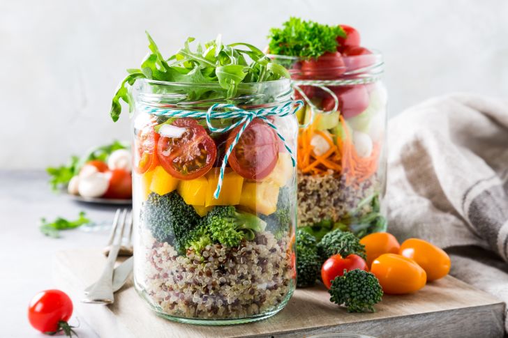Salad in glass jars