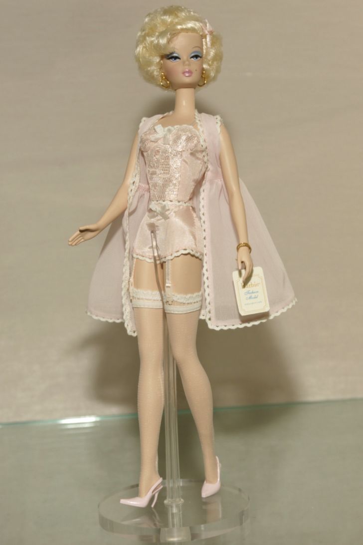 A vintage Barbie wearing lingerie