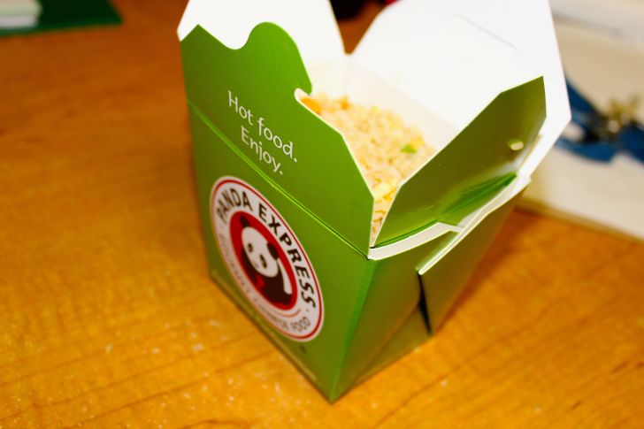 Box of takeout Chinese food from Panda Express
