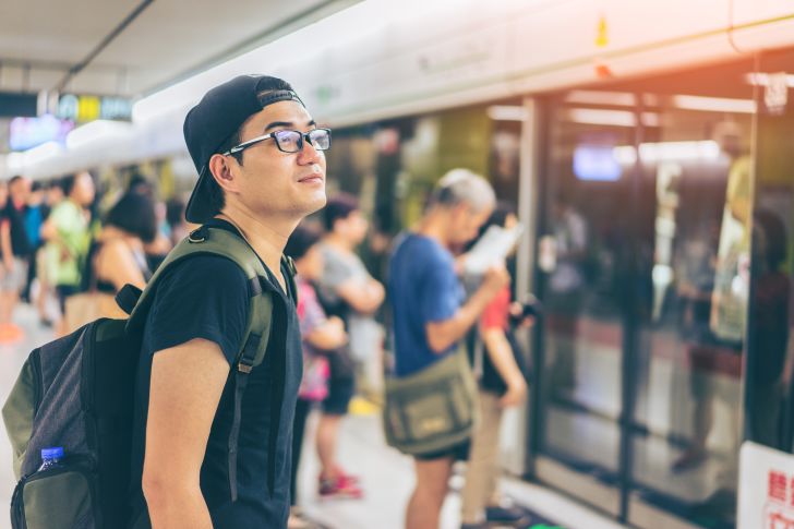Man waiting for a train.