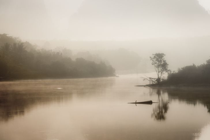 Mist and fog over a river