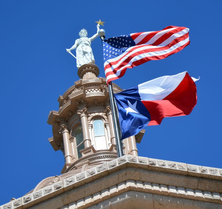 American flag and Texas flag