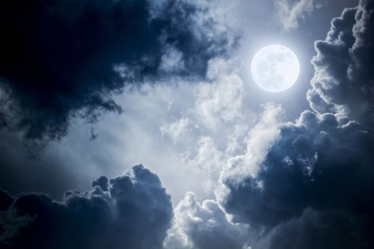 The moon and clouds.