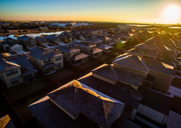 Neighborhood at sunset.