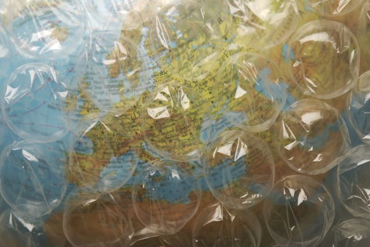 Globe wrapped in Bubble Wrap.