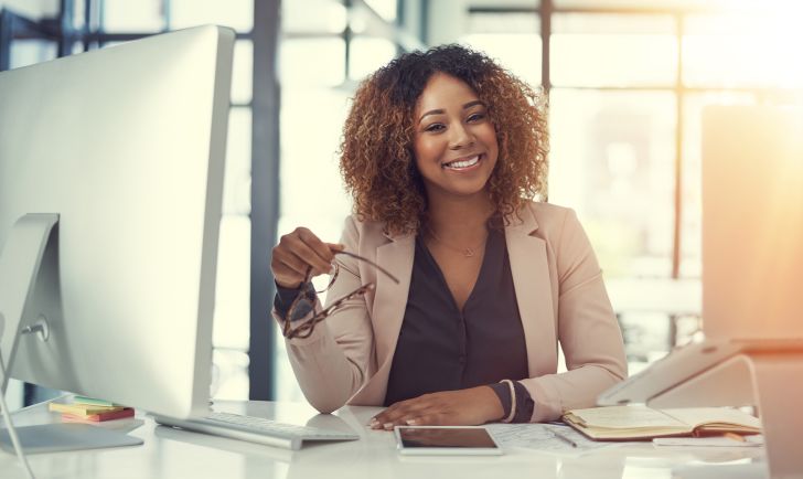 cheerful businesswoman