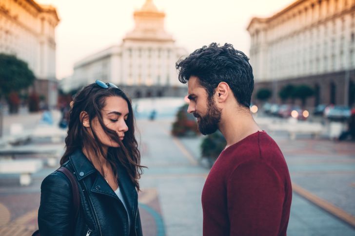 Young couple breaking up