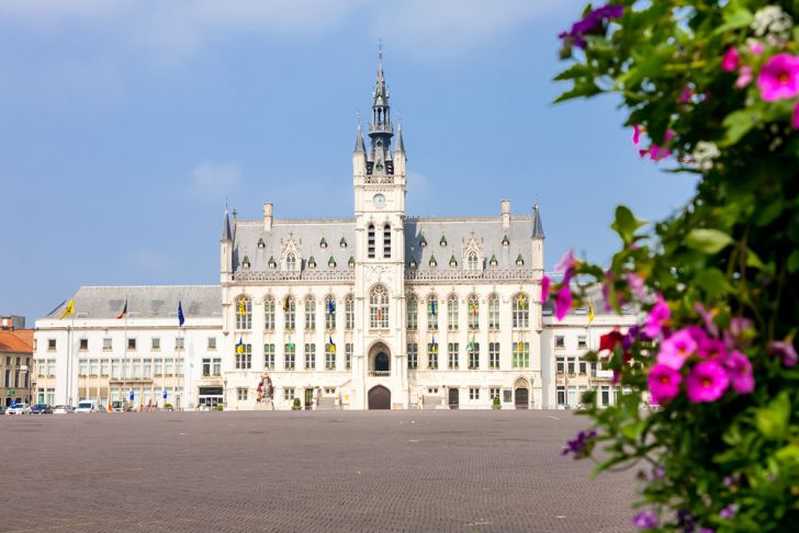 The town hall of Sint-Niklaas, Belgium seen from afar