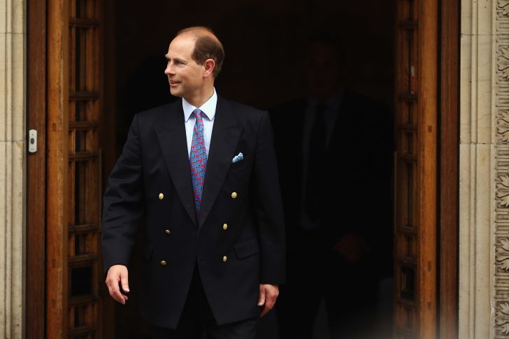 Prince Edward, Earl of Wessex leaves after a visit to Prince Philip