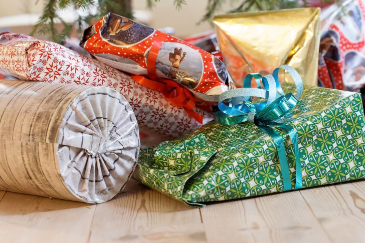 Wrapped packages under the tree.