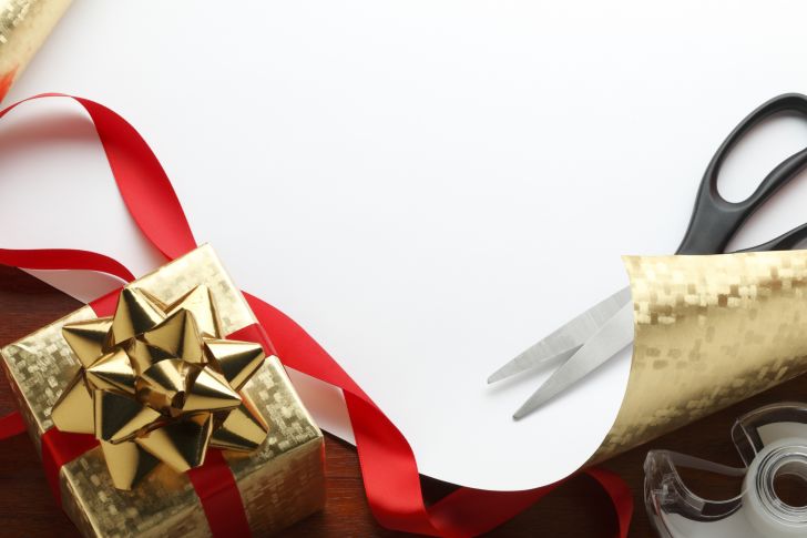 Wrapping paper and scissors.